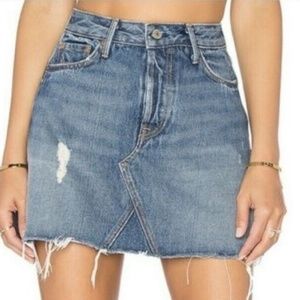 NWT Grlfrnd Eva Denim Mini Skirt Size 28 Color Walk This Way